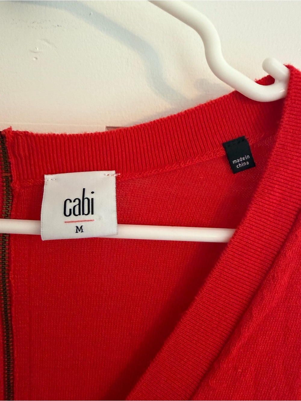 Cabi Cobblestone Cardigan Sweater Red Back Zip V-Neck Medium - Picture 2 of 8